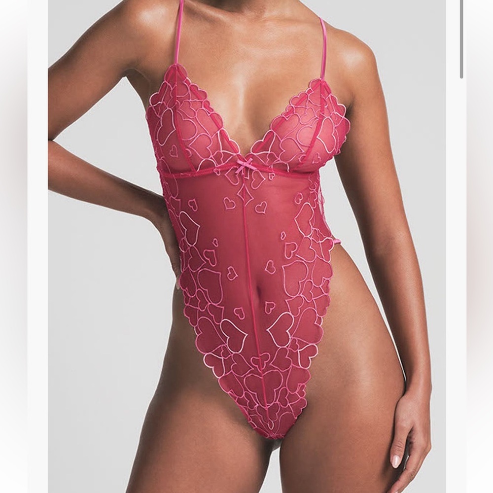 Skims Pink Heart Bodysuit